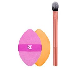 Real Techniques 242 Perfect Precision Duo Set 2 Piezas - Brocha Correctora y Borla Polvos para Maquillaje Ojeras, Bases y Corrector Vegano
