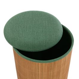 Puff Versa Verde Lino Bambú Madera MDF Puff Versa Verde Lino Bambú Madera MDF