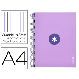 Antartik Cuaderno espiral A4 micro tapa forrada 120 hojas 90 gr cuadro 5mm 5 bandas color lavanda Precio: 8.49999953. SKU: B1ACD2DWQV