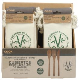 Cook Concept Juego De 3 Cubiertos De Bambú Con Bolsa De Tela - Alternativa Ecológica Al Plástico