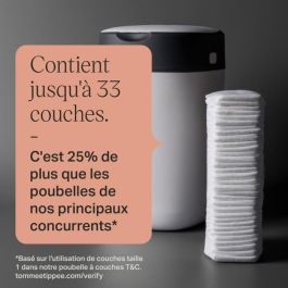 Tommee Tippee FFP Contenedor de Pañales Twist & Click para Aislamiento de Olores, Envoltura Individual, 98% Plástico Reciclado, Blanco