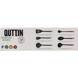 Quttin Set de 6 Utensilios de Cocina de Nylon Negro - Set/Conjunto 6 Piezas para Cocinar (8 Cajas)