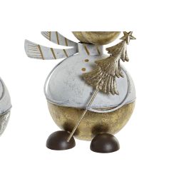 DKD Home Decor Figura de Navidad Alpina Reno con Gafas Metálica Dorado Plateado 13 x 27 x 14 cm (2 Unidades)