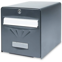 Burg Wachter Buzón de Acero Galvanizado con Puerta Trasera de Cristal, Gris Antracita