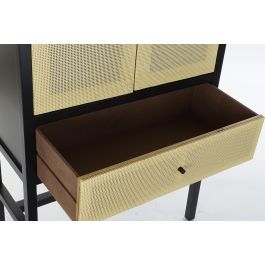 DKD Home Decor Armario Balines Negro Natural Madera Abeto Ratan 160 x 80 x 38 cm