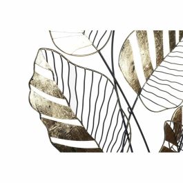 DKD Home Decor Panel Decorativo de Pared Glam de Metal con Diseño de Hojas Dorado y Negro 77 x 103 x 2,5 cm