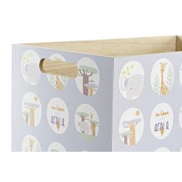 DKD Home Decor Baobab Kids Decoración León y Mapache Blanco y Azul MDF 21 x 18 x 36 cm (4 Unidades)