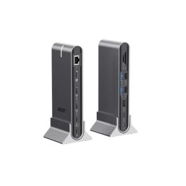 Acer HP.DSCAB.022 Base para Portátil y Replicador de Puertos Alámbrico USB 3.2 Gen 1 Type-C 100W Plata con HDMI y Ethernet