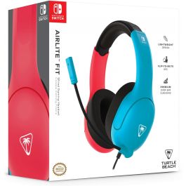 Turtle Beach TBS-8002-25 Auriculares con cable para juegos Airlite Fit con licencia oficial Nintendo Switch, azul neón y rojo