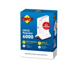 Fritz Repetidor Wifi 6 6000 Mesh - Alta Velocidad hasta 6000 Mbps, Wi-Fi Tribanda, 2 Puertos Gigabit LAN, Compatible con FRITZ!Box
