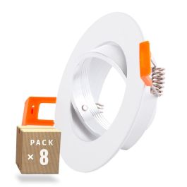 Pack 8 Aro Foco Downlight Basculante Circular Aluminio Blanco 93Mm Pack 8 Aro Foco Downlight Basculante Circular Aluminio Blanco 93Mm