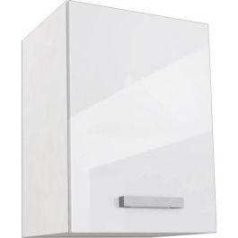 Start Armario alto de cocina Blanco brillante, 1 puerta y 1 estante, L 40 x P 33 x H 55 cm, fabricado en Francia.