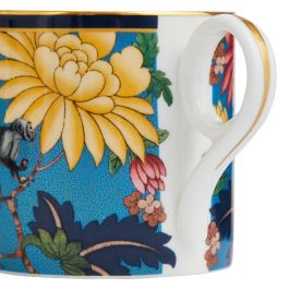 Wedgwood Taza Wonderlust 280 Ml Sapphire Garden (4 Unidades) Con Franjas de Oro de 22 Quilates