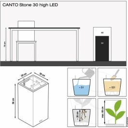 Macetero LECHUZA Canto Stone Column 30 - kit LED completo, blanco cuarzo