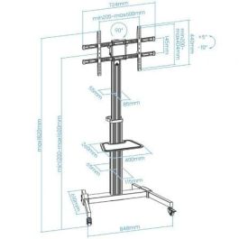 Soporte de Suelo Inclinable/ Ajustable con Ruedas TooQ FS1886M-B para TV de 37-86"/ hasta 50kg Soporte de Suelo Inclinable/ Ajustable con Ruedas TooQ FS1886M-B para TV de 37-86"/ hasta 50kg