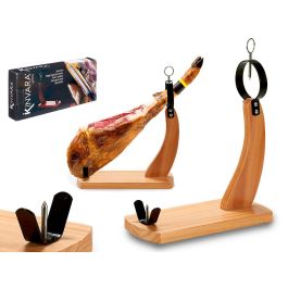 Kinvara Jamonero Soporte Ancho Natural Madera Pino y Metal para Cortar Jamón Curado 39.5x16.5x40-45 cm Madera Negro (6 Unidades) Precio: 56.58999995. SKU: S3603044