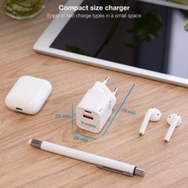 TOOQ CARGADOR DE PARED USB-C/PD + USB-A/QC 20W