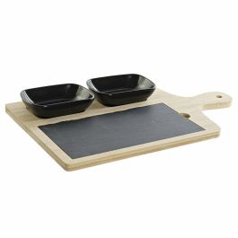 Tabla Aperitivo Cottage DKD Home Decor Negro Natural 19.7 x 3.5 x 33 cm Set de 4