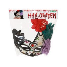 Antifaz Colorido Con Flores Y Brillantes Para Día De Los Muertos Catrina Accesorio Halloween Adulto Multicolor