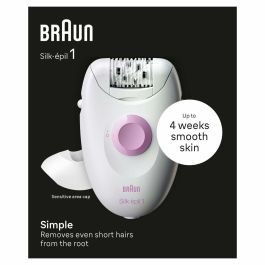 Braun 1-010 Depiladora Eléctrica Silk-épil 1, 20 Pinzas MicroGrip, 2 Velocidades, para Pelo Corto, Rosa y Blanco