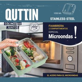 Thermosport Fiambrera de Plástico y Acero con 2 Compartimentos para Microondas - 19.8 x 19.8 x 6.3 cm (6 Unidades)