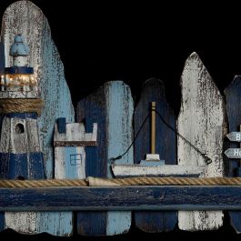 Decoración de Pared DKD Home Decor Faro Mediterráneo Abeto (36.5 x 6.5 x 29.5 cm)