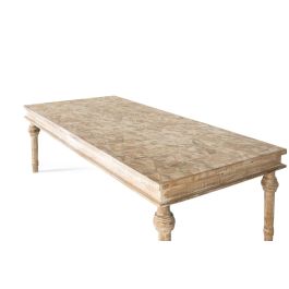 GINER Y COLOMER Mesa de Comedor Madera Maciza de Mango 240 cm Tapizaje Geométrico