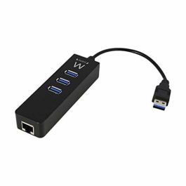 Ewent Hub USB 3.1 Gen1 (USB 3.0) EW1140 - 3 Puertos + Gigabit LAN, Compatible con USB 2.0 y 10/100Mbps