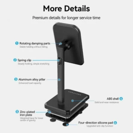 Vention KCQB0 Soporte para Smartphone y Tablet de 4 a 12.9 Pulgadas Negro