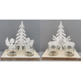 DKD Home Decor Portavela Navidad Moderna Blanco Natural Madera y Metal con 2 Vasos 9x18x18 cm Pack 4 Unidades Precio: 17.7507. SKU: B147Q6YW35