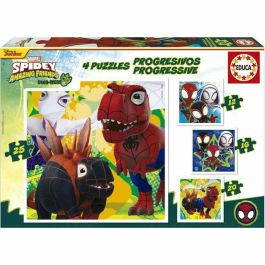 Educa Puzzles Progresivos Dino Spidey EDU8412668203433 - 12+16+20+25 piezas