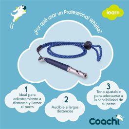 Coachi Silbato Profesional para Adiestramiento Canino, Tono Ajustable, Alto Volumen, Ligero, Compacto, Cordón Reflectante Azul Oscuro