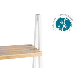 Berilo Estantería Escalera de Bambú y Madera, 4 Estantes, Color Blanco y Natural, 40x109x30 cm