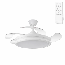 Ventilador DC Blanco 59w 6980lm 3000-4000-6000k 4 Aspas 6 Velocidades Verano-Invierno 107cm LED Dimmable Mando a Distancia Precio: 83.8288. SKU: B1ARH783YL