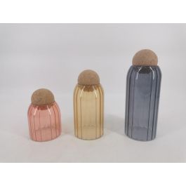 DKD Home Decor Bote Cozy boho 22 Set de 3 - Azul Marino, Ámbar, Rojo - Cristal - 8.5 x 24 x 8.5 cm (2 Unidades) Precio: 34.50000037. SKU: B12XWKBZEN