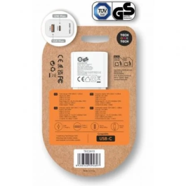 Tech One Tech TEC2413 Cargador Pared 12W 2xUSB (USB-C + USB-A) + Cable USB-C 1m Blanco