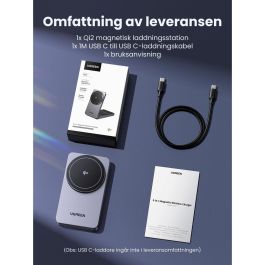 UGREEN 45023 Cargador Magnético Inalámbrico 2 en 1 Plegable 15W Qi2 MagSafe para iPhone y AirPods
