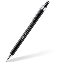 STAEDTLER 778 05 + Minen BK - Portaminas HB Negro Plata Hexagonal con Borrador para Oficina, Escuela y Ocio