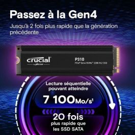 Crucial CT4000P310SSD5 SSD Interno P310 4 TB PCIe Gen4 NVMe M.2 con Disipador hasta 7100 MB/s Lectura Crucial CT4000P310SSD5 SSD Interno P310 4 TB PCIe Gen4 NVMe M.2 con Disipador hasta 7100 MB/s Lectura