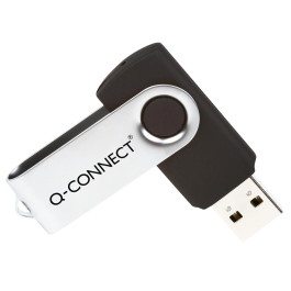 Q-connect Memoria USB Flash 16 GB 2.0 Negra Velocidad Lectura 15 MB/s, Escritura 5 MB/s