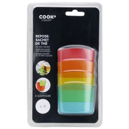 Cook Concept Juego De 4 Reposa Bolsa Té Plástico Colores Varios Verde Fucsia Azul Naranja 5,5X4,5 Cm