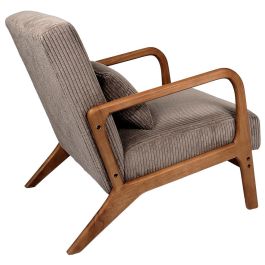 Home Deco Factory Butaca Scott Taupé Colección Cocooning Tapizado Acanalado Poliéster Piel Sintética 64.5x83.5x75 cm