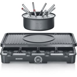 Combo Raclette-Fondue - SEVERIN - RG2347 - 8 personas - Caquelon con 8 tenedores y 8 espátulas - Negro