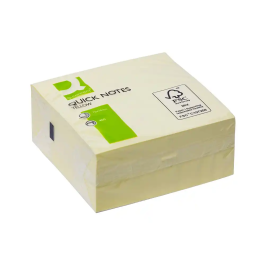 Q-connect Bloc de Notas Adhesivas Quita y Pon 76x76 mm Amarillo 400 Hojas FSC