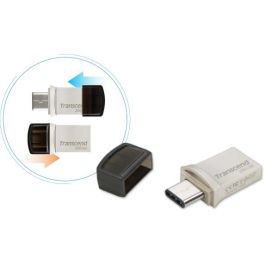 Transcend JetFlash 890 - Pen Drive USB 3.1 OTG 256GB Tipo-A y Tipo-C Plata
