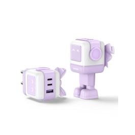 UGREEN 35291 Cargador Nexode RG 65W GaN 3 Puertos USB C/A Carga Rápida, Pantalla LED, Rosa