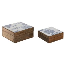 Caja-Joyero Home ESPRIT Azul Blanco Natural Madera de mango 18 x 17 x 8,5 cm (2 Unidades) Precio: 21.49999995. SKU: B1DY6TV22A