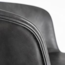 Taburete Negro Metal / Simil Piel 44,50 X 48,50 X 93,50 cm