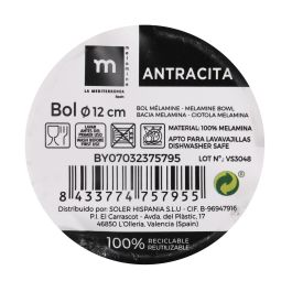Bol de melamina antracita 12 cm, 270 ml - La Mediterranea (24 Unidades) Bol de melamina antracita 12 cm, 270 ml - La Mediterranea (24 Unidades)