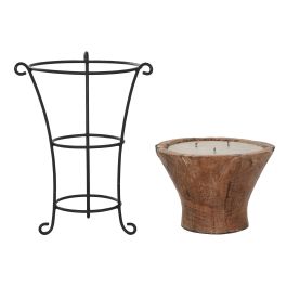 DKD Home Decor Indo 1c25 Velón Decorativo para Hogar, Objeto de Madera Marrón y Negro con Soporte de Hierro, 45 x 65 x 45 cm DKD Home Decor Indo 1c25 Velón Decorativo para Hogar, Objeto de Madera Marrón y Negro con Soporte de Hierro, 45 x 65 x 45 cm
